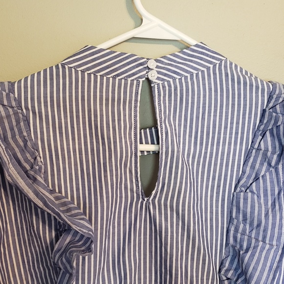NWT Blue and White Ruffle Blouse - Picture 5 of 5